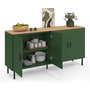 Voir la diapositive 4 : ID MARKET Buffet 160 cm KELIA 4 portes vert kaki et plateau bois