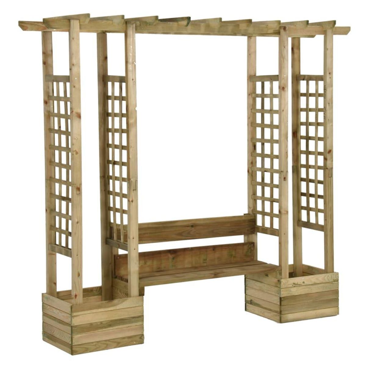 VIDAXL Pergola de jardin avec banc et jardinieres Bois de pin impregne