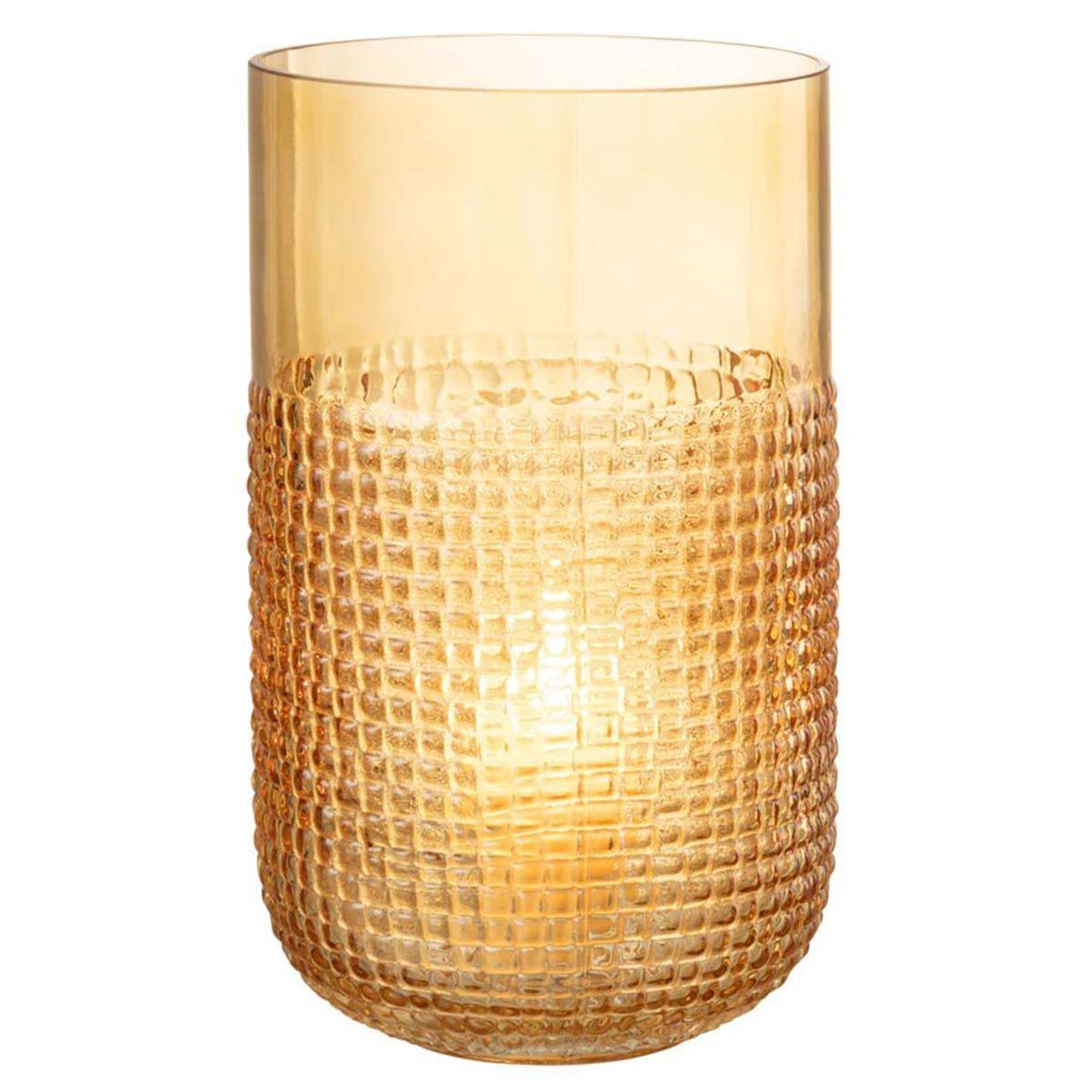 Voir la diapositive 2 : J-LINE Vase design en verre  motifa  25cm orange