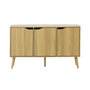 Voir la diapositive 3 : SWEEEK Buffet de rangement effet frêne 3 portes et 3 étagères. buffet bas. 120cm