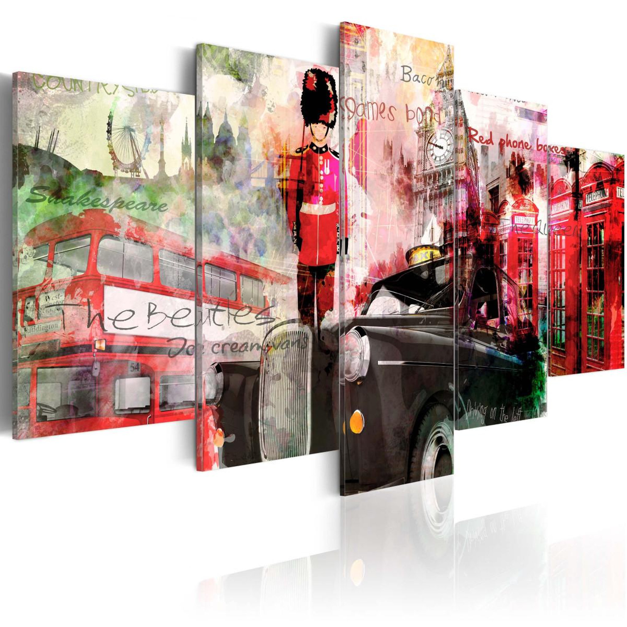 Paris Prix Tableau imprimé 5 panneaux  mémoires de londres. Coloris disponibles : Multicolore