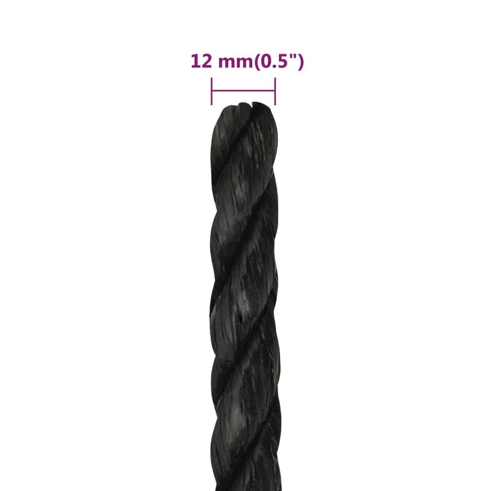 Voir la diapositive 6 : VIDAXL Corde de travail Noir 12 mm 25 m polypropylene