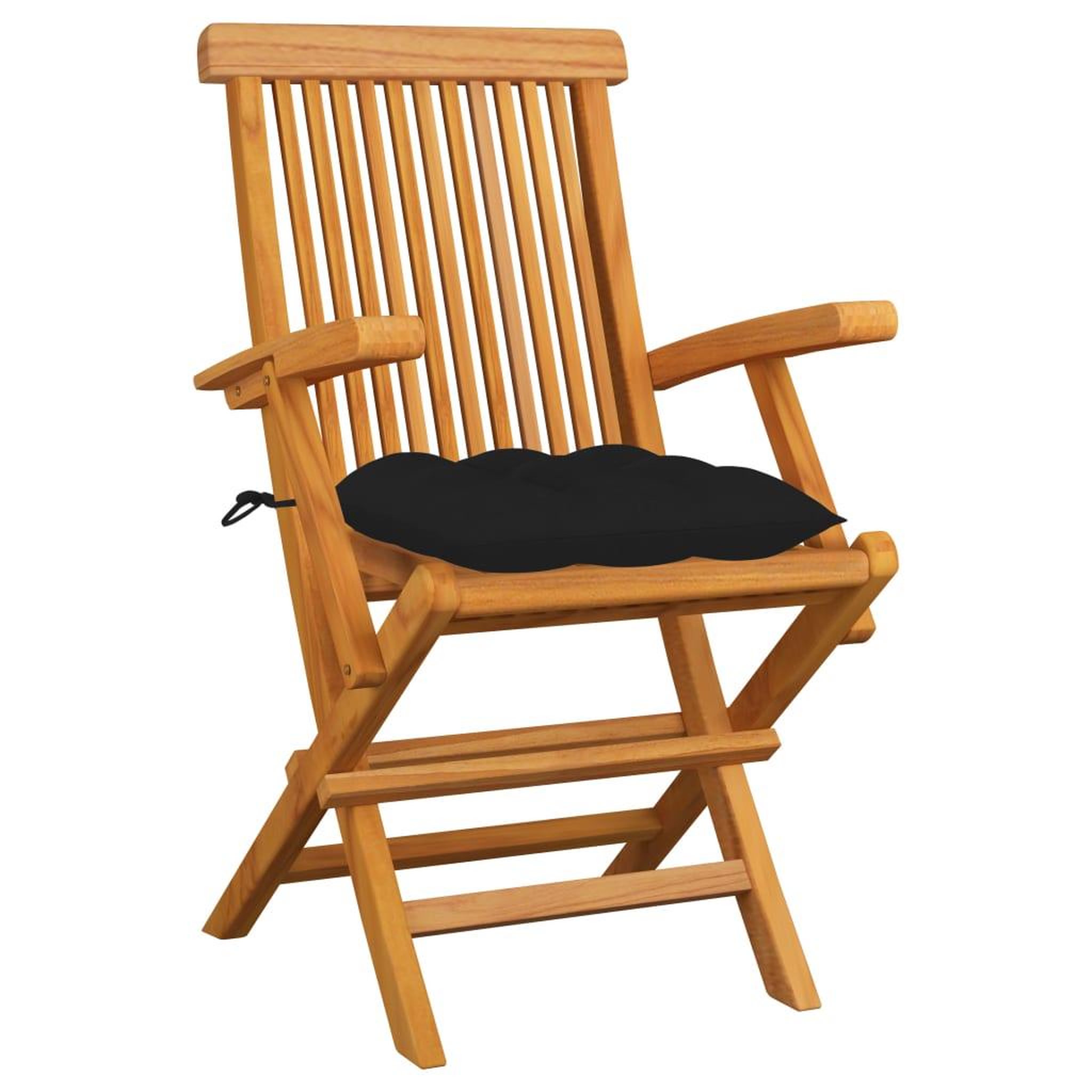 Voir la diapositive 2 : VIDAXL Chaises de jardin avec coussins noir lot de 3 Bois teck massif