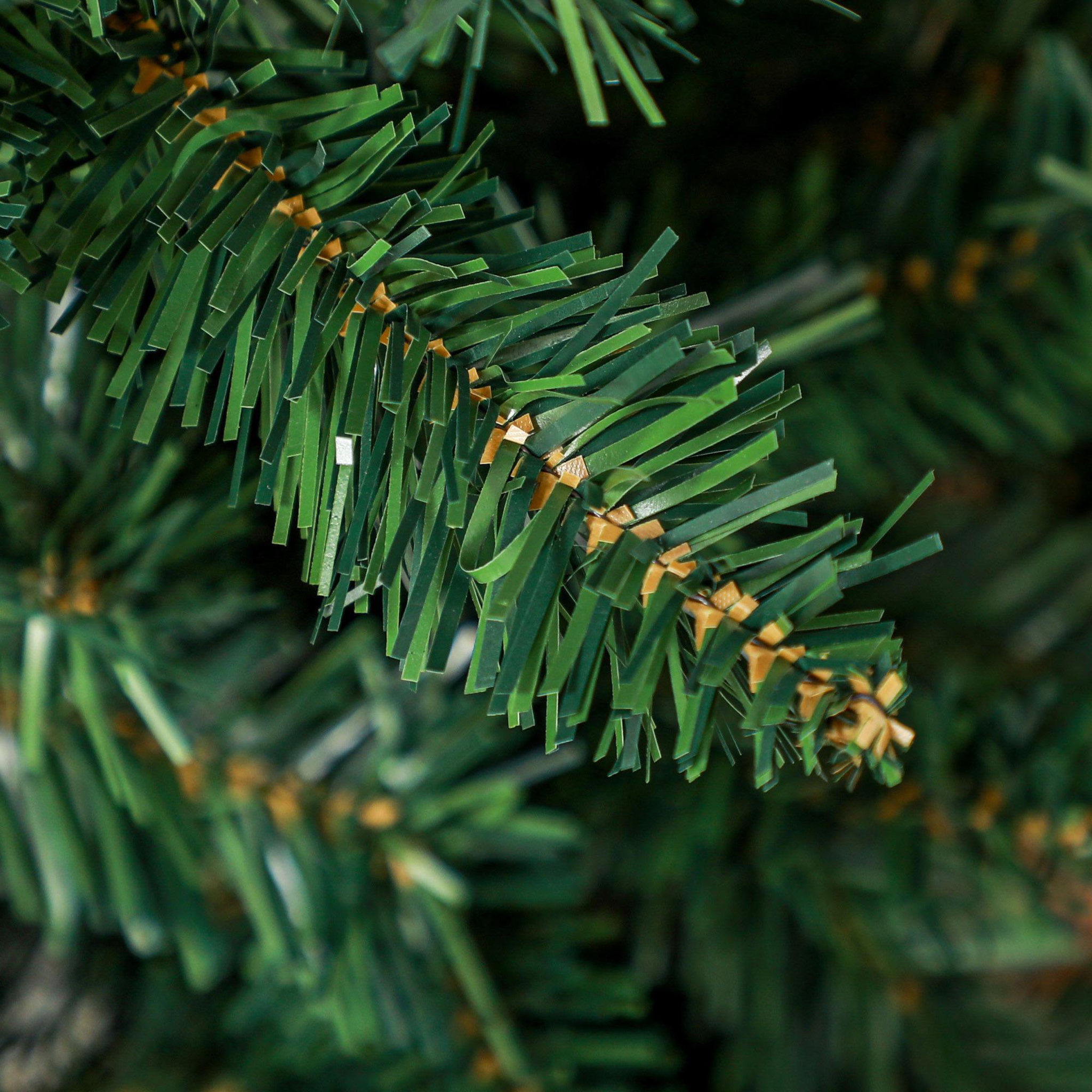 Voir la diapositive 4 : HOMCOM Sapin de Noël artificiel 180 cm slim avec support en acier pliable, 479 branches épines, décoration de Noël effet réaliste, vert