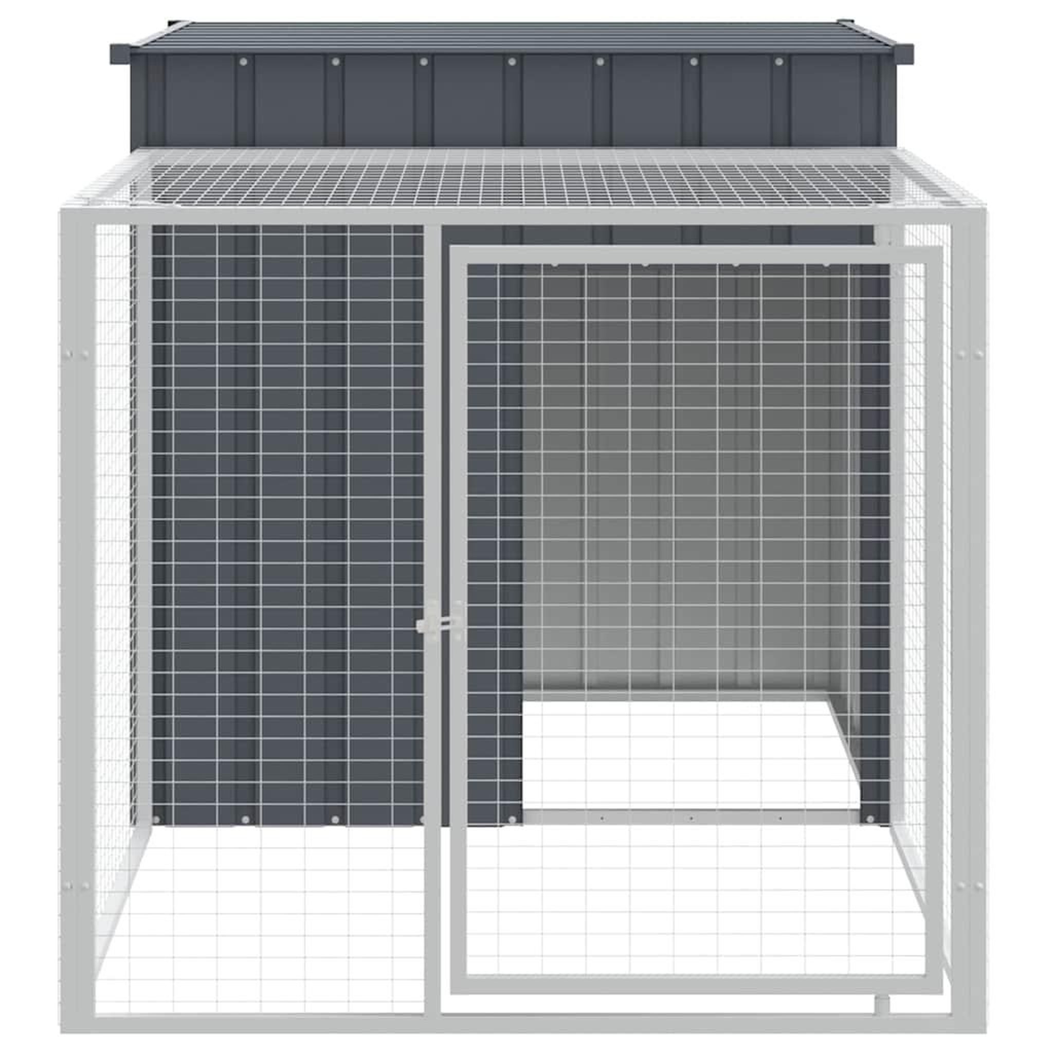 Voir la diapositive 3 : VIDAXL Poulailler avec cour anthracite 110x201x110 cm acier galvanise