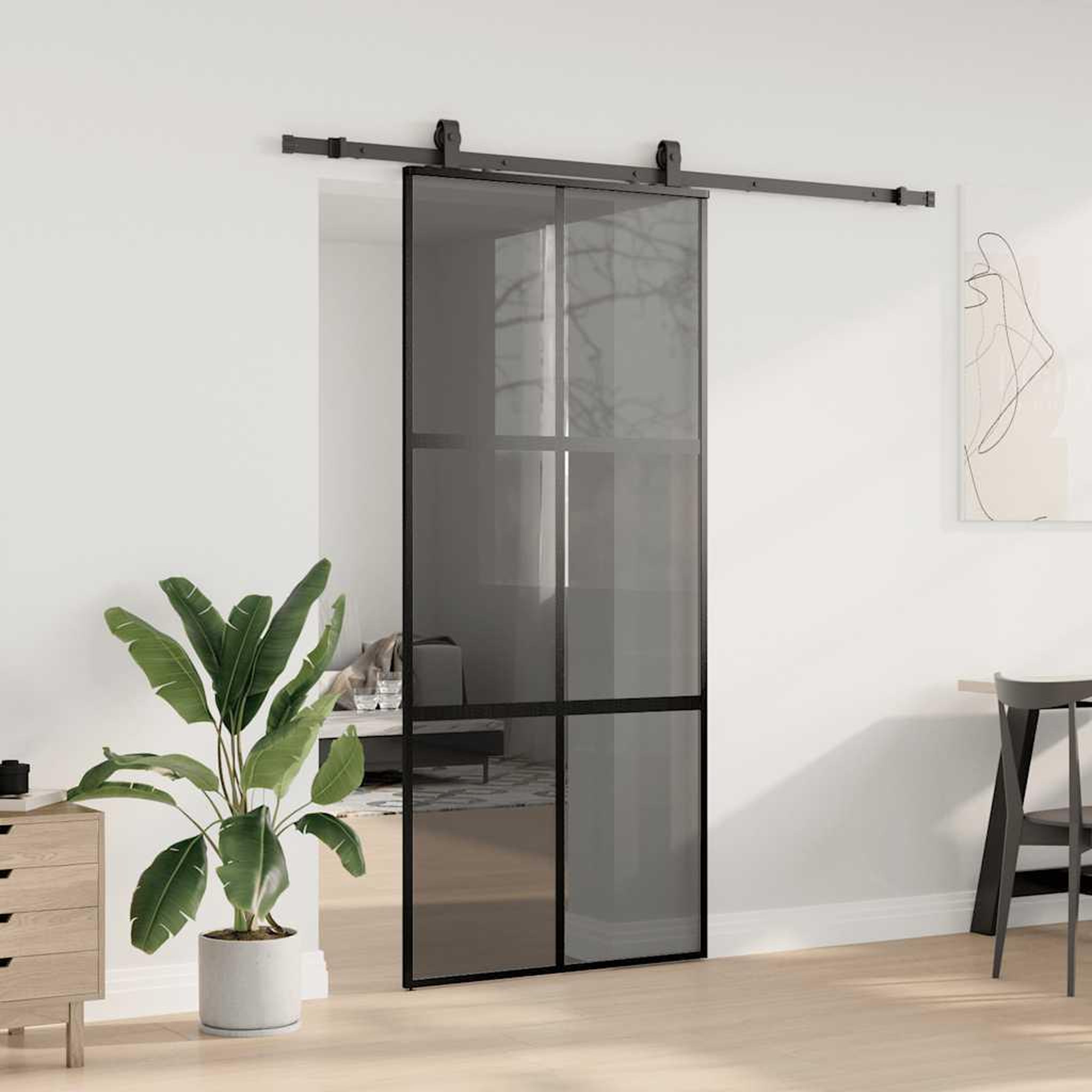 Voir la diapositive 3 : VIDAXL Porte coulissante avec kit de quincaillerie noir 90x205 cm