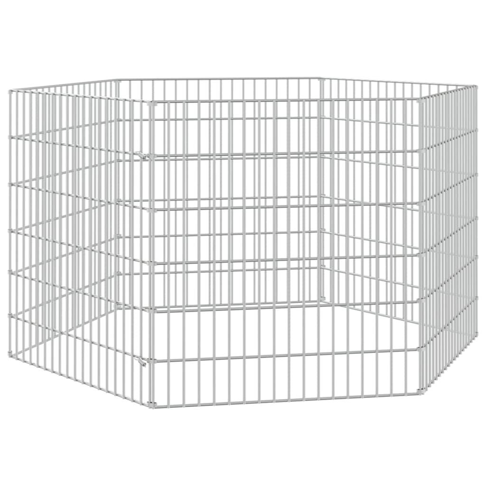 Voir la diapositive 2 : VIDAXL Enclos pour animaux en liberte 6 panneaux 54x60cm fer galvanise