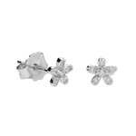 L'ATELIER D'AZUR Boucles d'Oreilles Argent 925/000 Rhodié - Fleur Pavée de Zirconiums