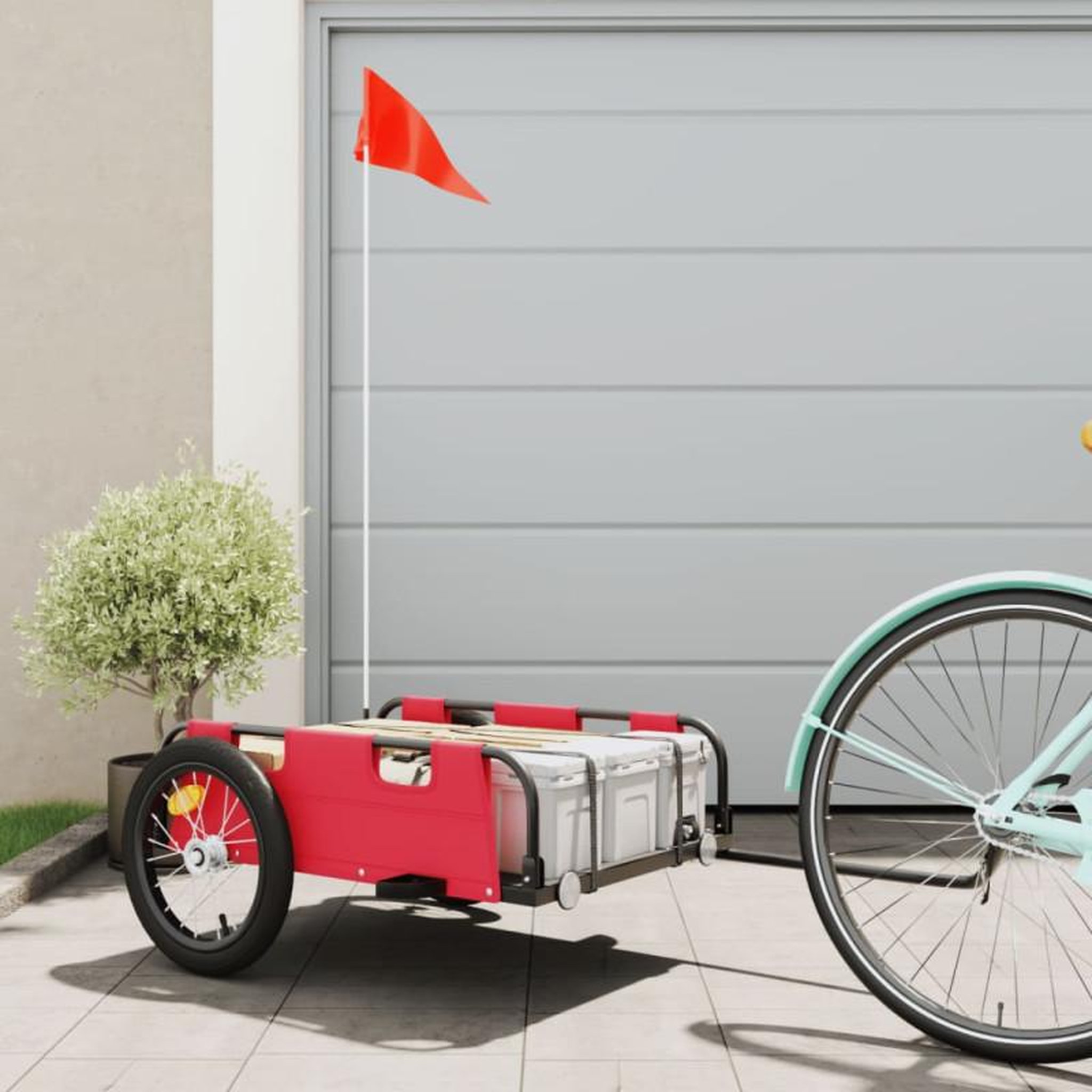 VIDAXL Remorque de vélo rouge tissu oxford et fer