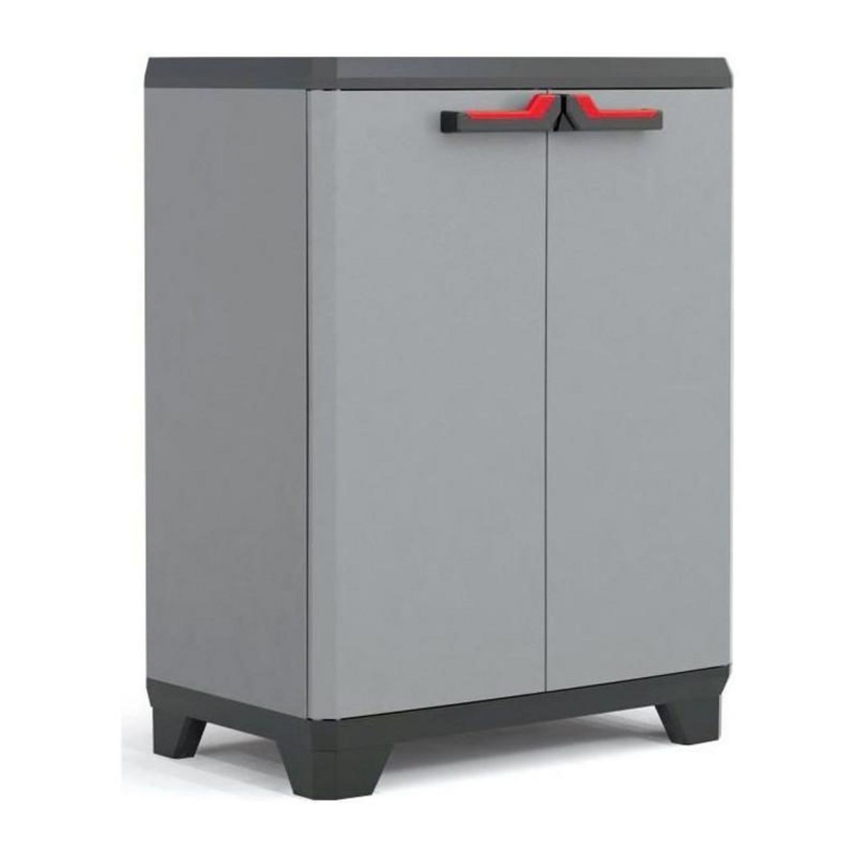 Keter KETER | ARMOIRE BASSE STILO, Gris / Noir / Rouge, 68 x 39 x 90 cm