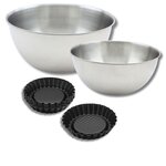 ZENKER Ensemble avec 1 Lot de 6 moules à tartelettes, 1 spatule Zenker et 2 bols à mixer en inox Fackelmann