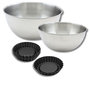 Voir la diapositive 1 : ZENKER Ensemble avec 1 Lot de 6 moules à tartelettes, 1 spatule Zenker et 2 bols à mixer en inox Fackelmann