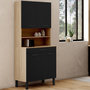 Voir la diapositive 2 : ID MARKET Buffet de cuisine 80 CM CINA 4 portes + tiroir façon hêtre et noir