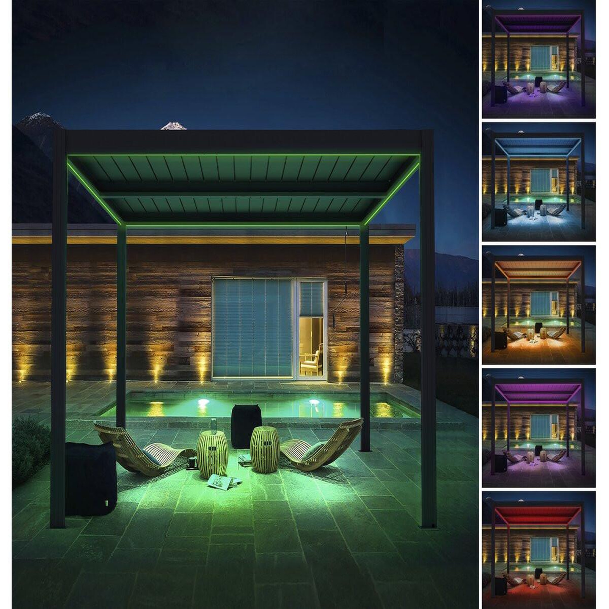 Voir la diapositive 2 : Habitat et Jardin Pergola bioclimatique avec led  windsor premium  en aluminium 3 x 4 - gris