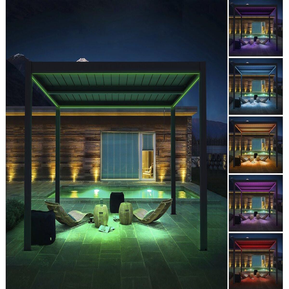 Habitat et Jardin Pergola bioclimatique avec led  Windsor premium  en aluminium 3 x 4 - Gris