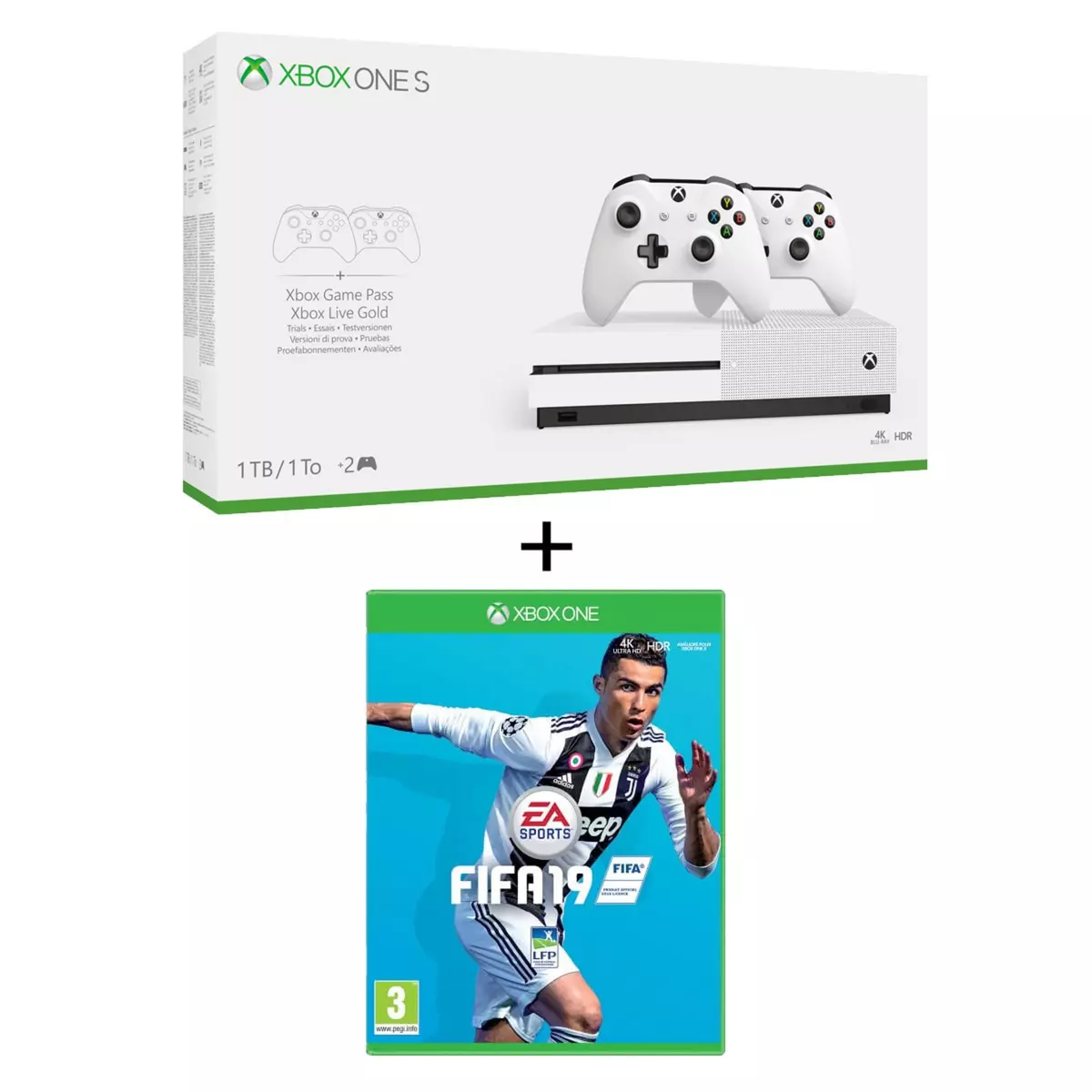 Console Xbox One S 1To 2 manettes + Fifa 19