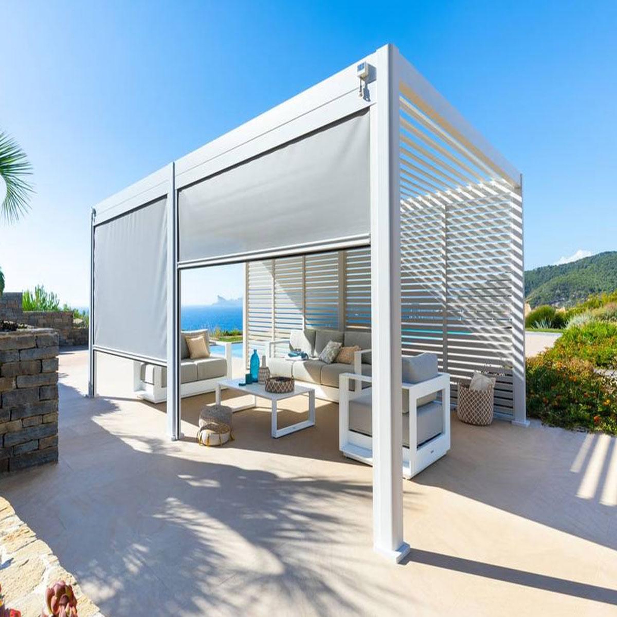 Voir la diapositive 2 : HESPERIDE Store pour pergola evora côté 3 m gris - hespéride