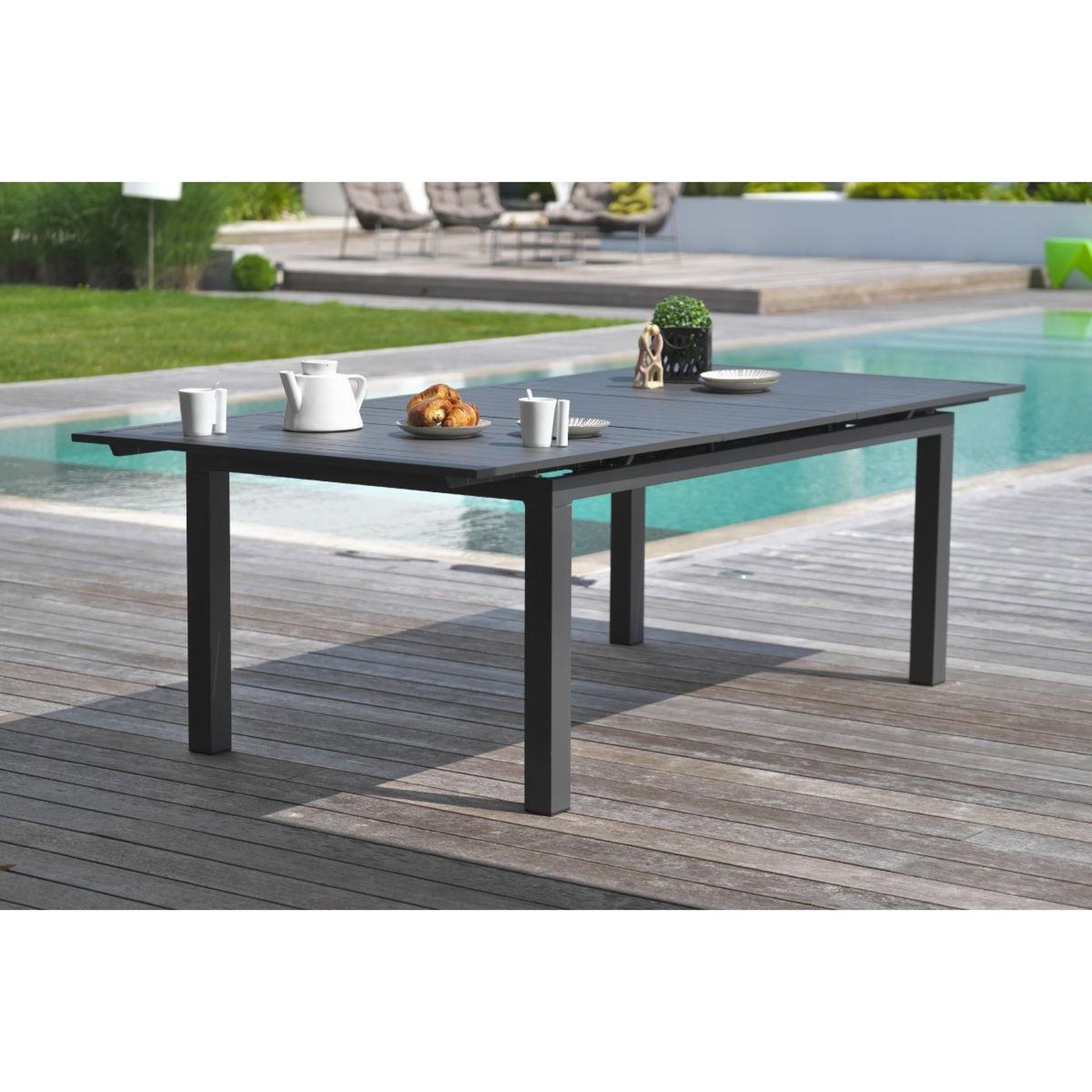 Voir la diapositive 6 : DCB GARDEN Ensemble Table de Jardin Extensible & 8 Fauteuils  Miami  180-240cm Gris Anthracite