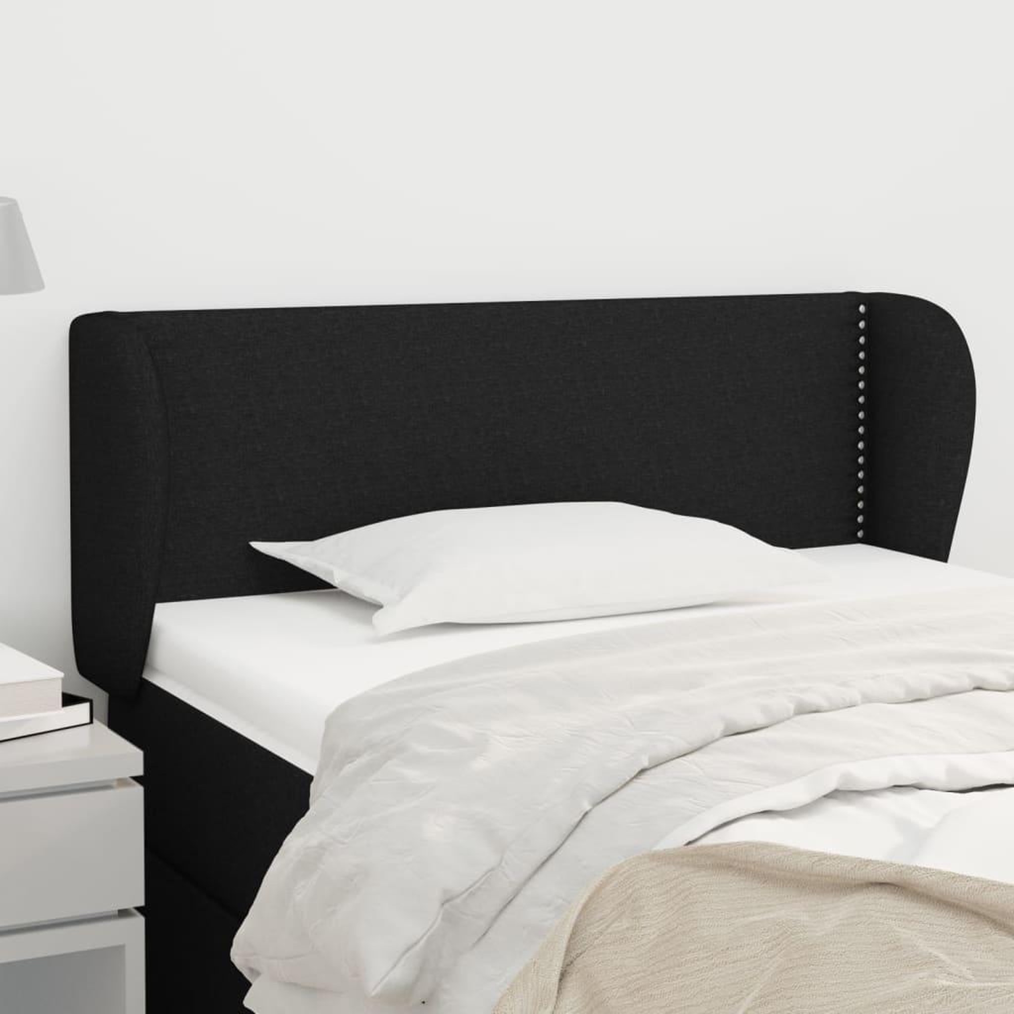 Voir la diapositive 1 : VIDAXL Tete de lit avec oreilles Noir 103x23x78/88 cm Tissu
