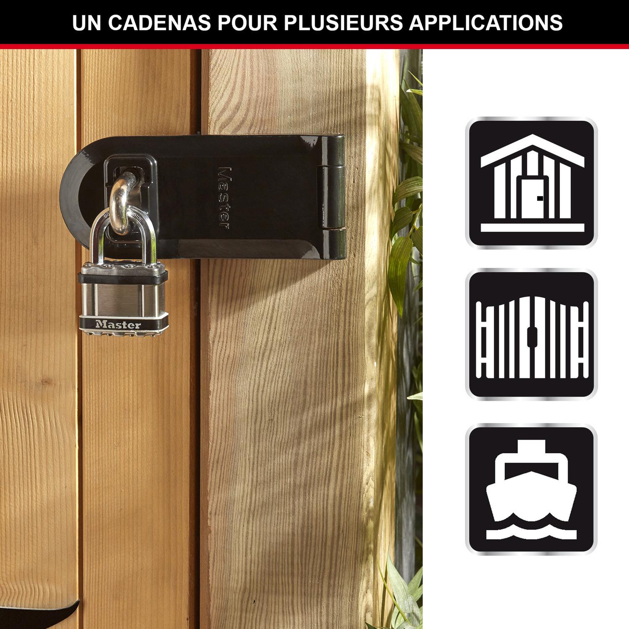 Voir la diapositive 2 : Master lock Cadenas en acier laminé haute sécurité [protection en acier inoxydable] m5eurdsts
