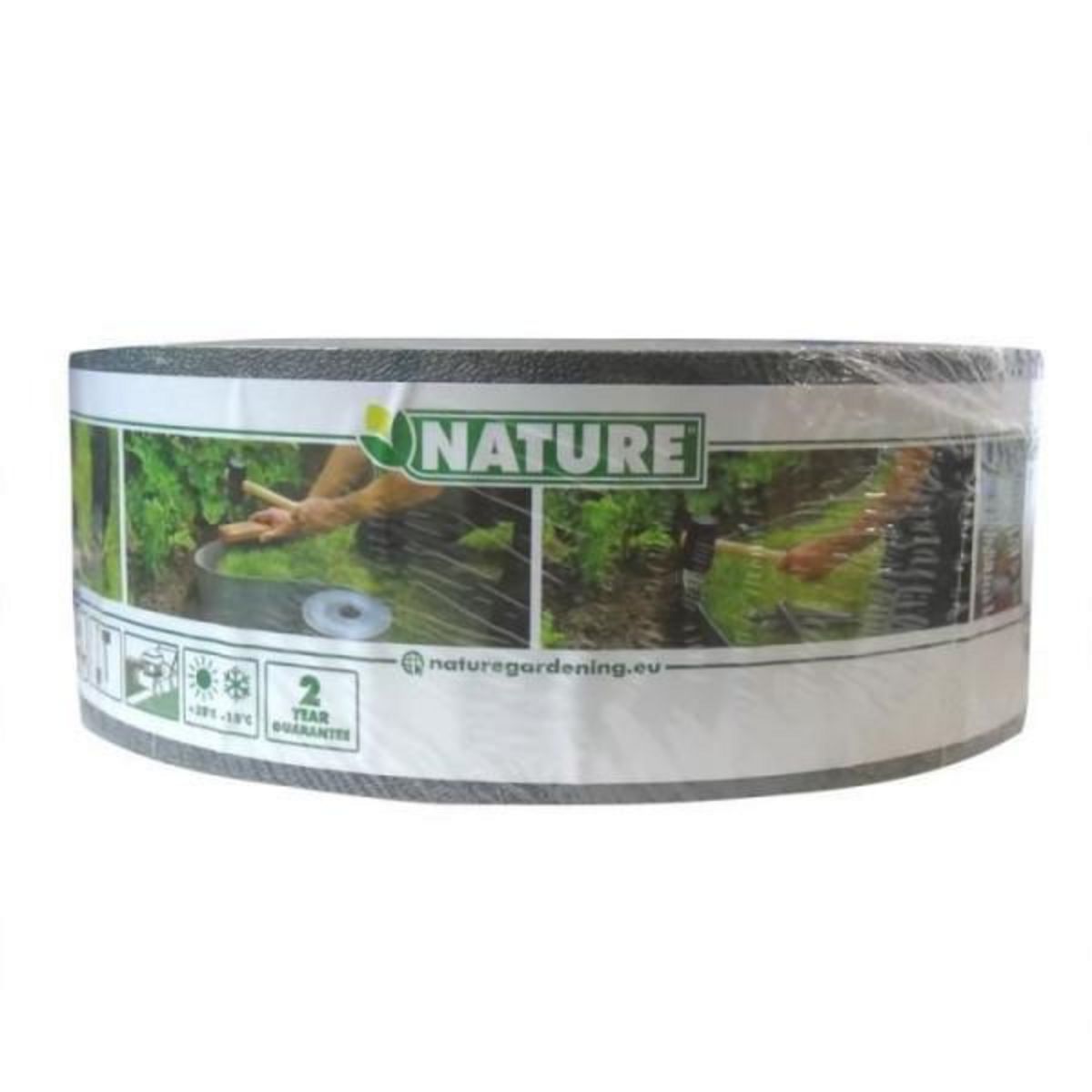 NATURE Bordure de jardin en polyéthylene gris H7,5 cm x 10 m - NATURE