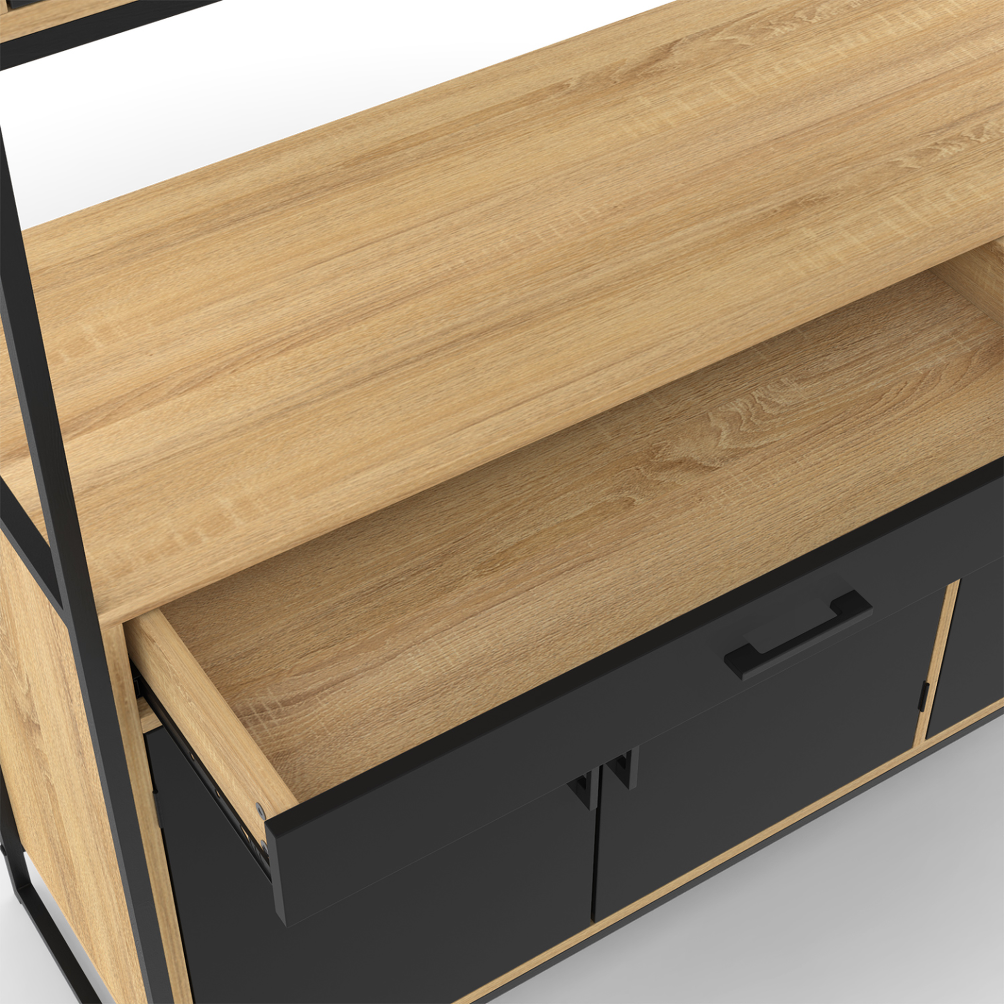 Voir la diapositive 6 : ID MARKET Buffet de cuisine 120 cm boston meuble 6 portes design industriel + tiroir