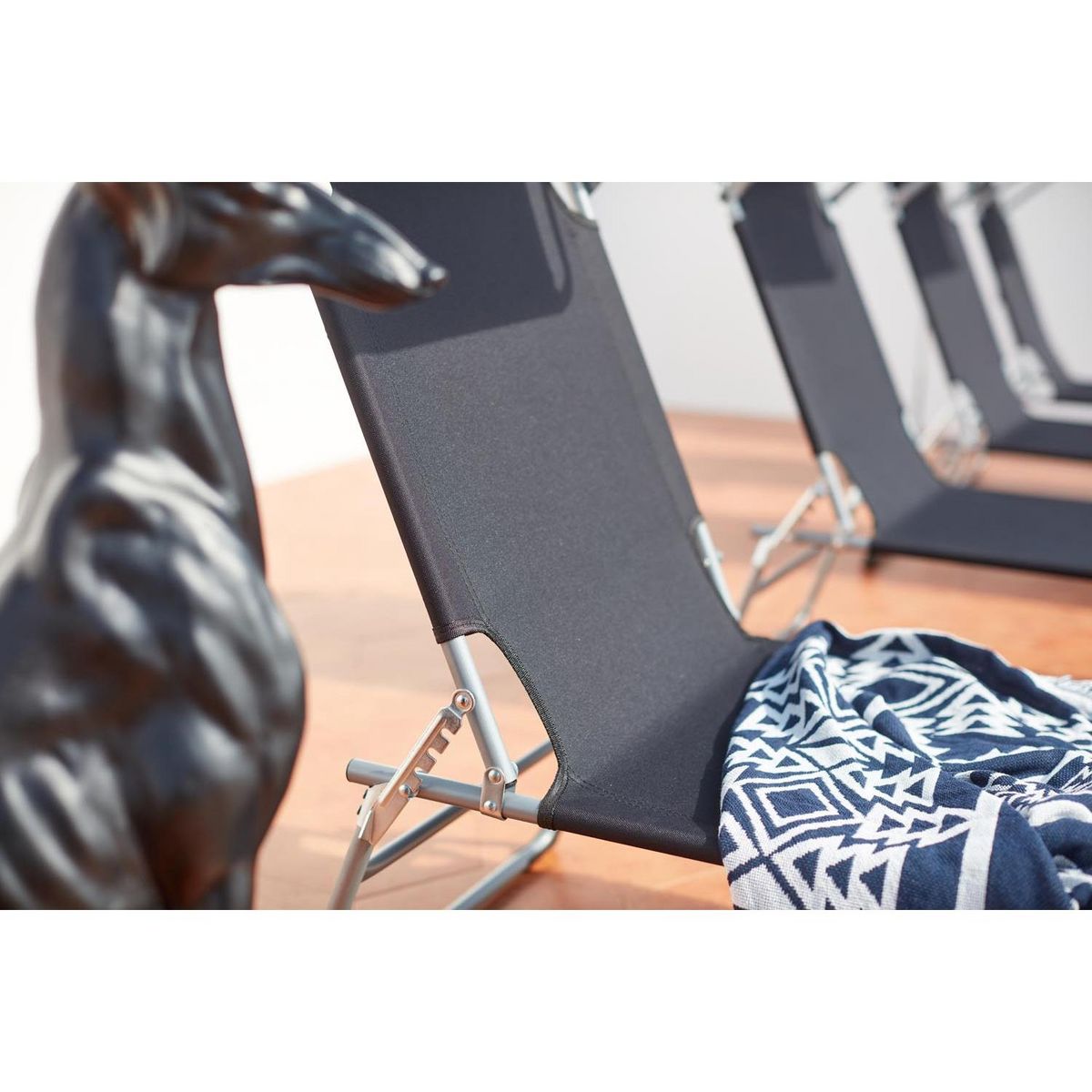 CONCEPT USINE Lot de 4 transats acier avec pare soleil PALOPO