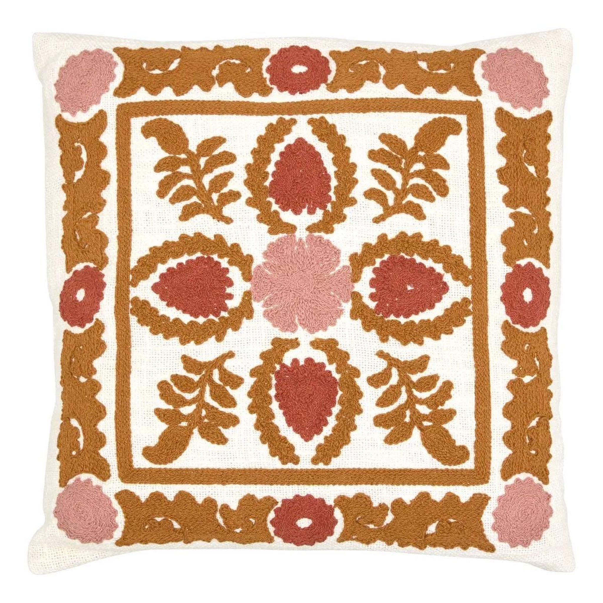 ATMOSPHERA Coussin déco brodé  sienna  45x45cm terracotta