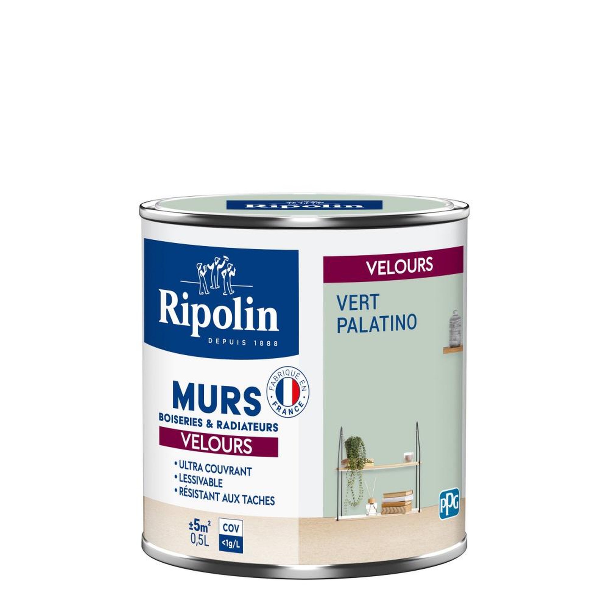 CENTRALE BRICO Peinture vert palatino mur, boiserie, radiateur ripolin velours 0.5 l