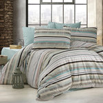 Home collection Parure housse de couette 100% coton 57 fils imprimé Terrina vert. Coloris disponibles : Vert