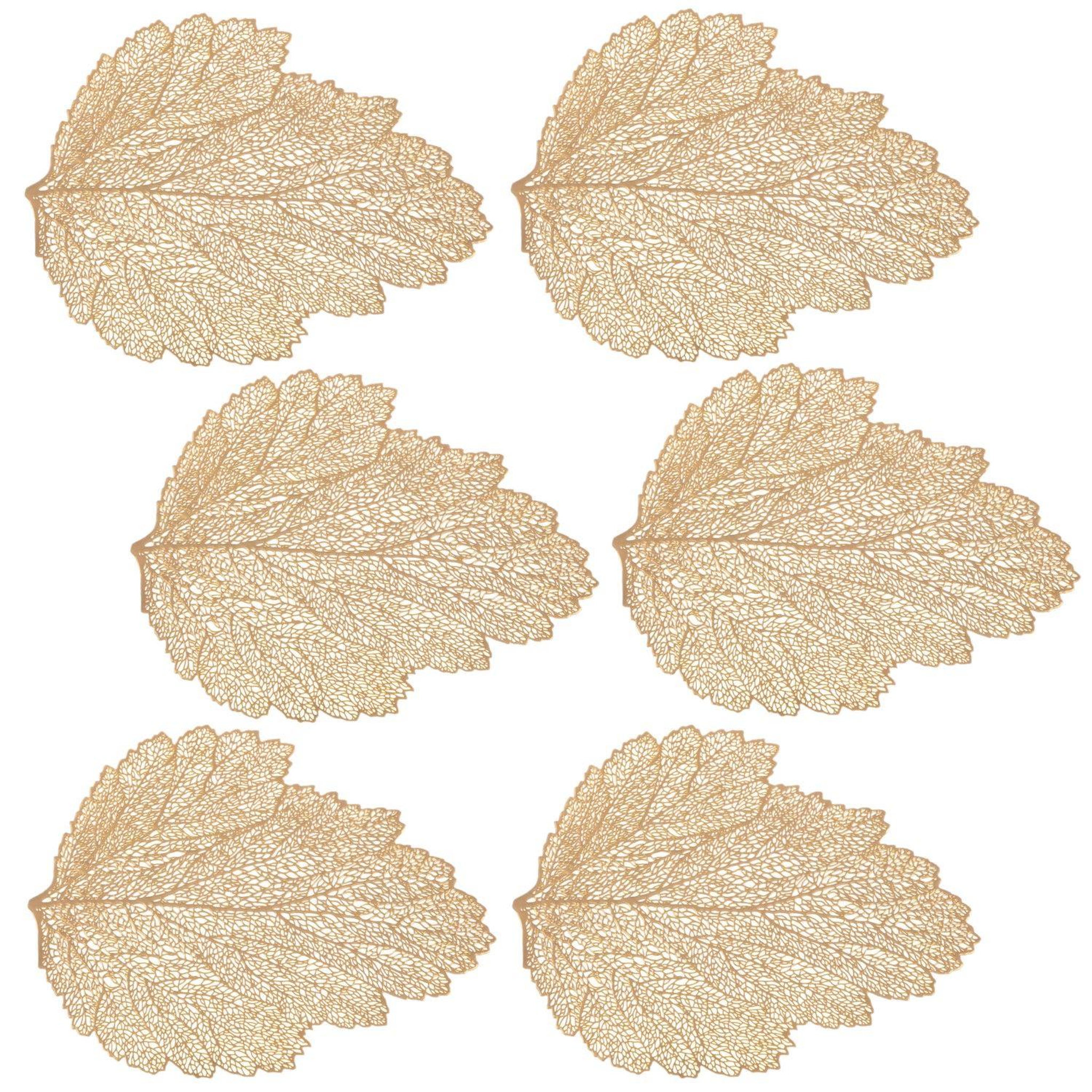 FEERIC LIGHT & CHRISTMAS Lot de 6 sets de table motif feuille - 47 x 36 cm - Doré