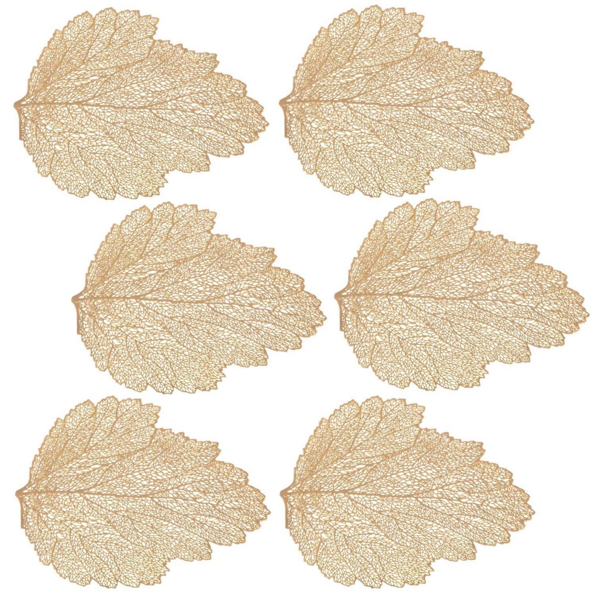 FEERIC LIGHT & CHRISTMAS Lot de 6 sets de table motif feuille - 47 x 36 cm - Doré