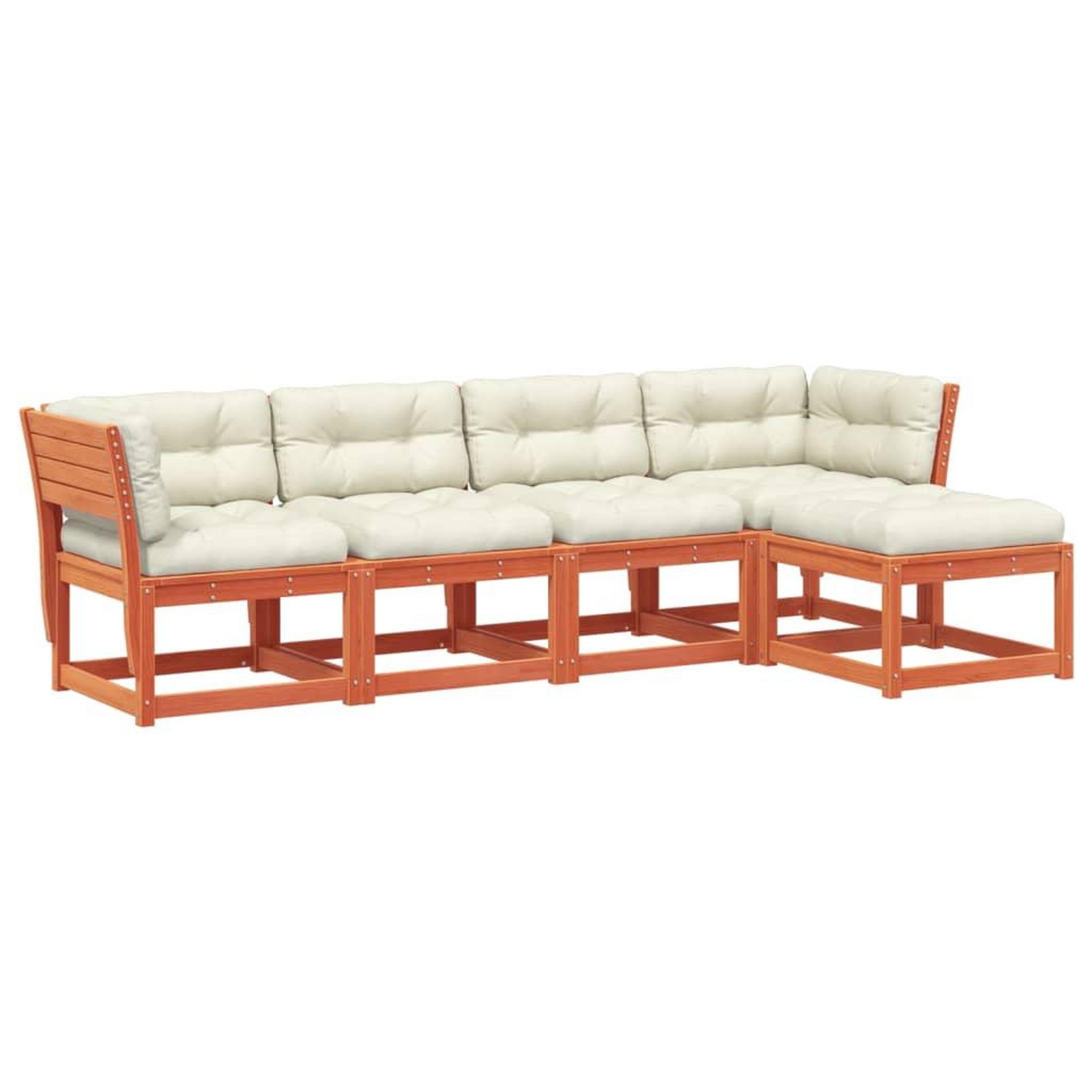Voir la diapositive 2 : VIDAXL Salon de jardin 5 pcs avec coussins cire marron bois pin massif