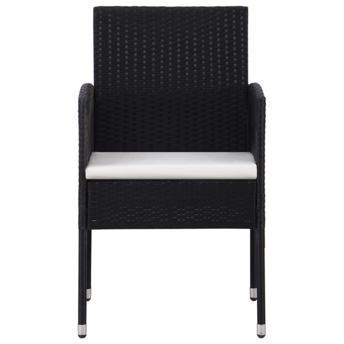 VIDAXL Chaises de jardin coussins blanc creme 2pcs noir resine tressee