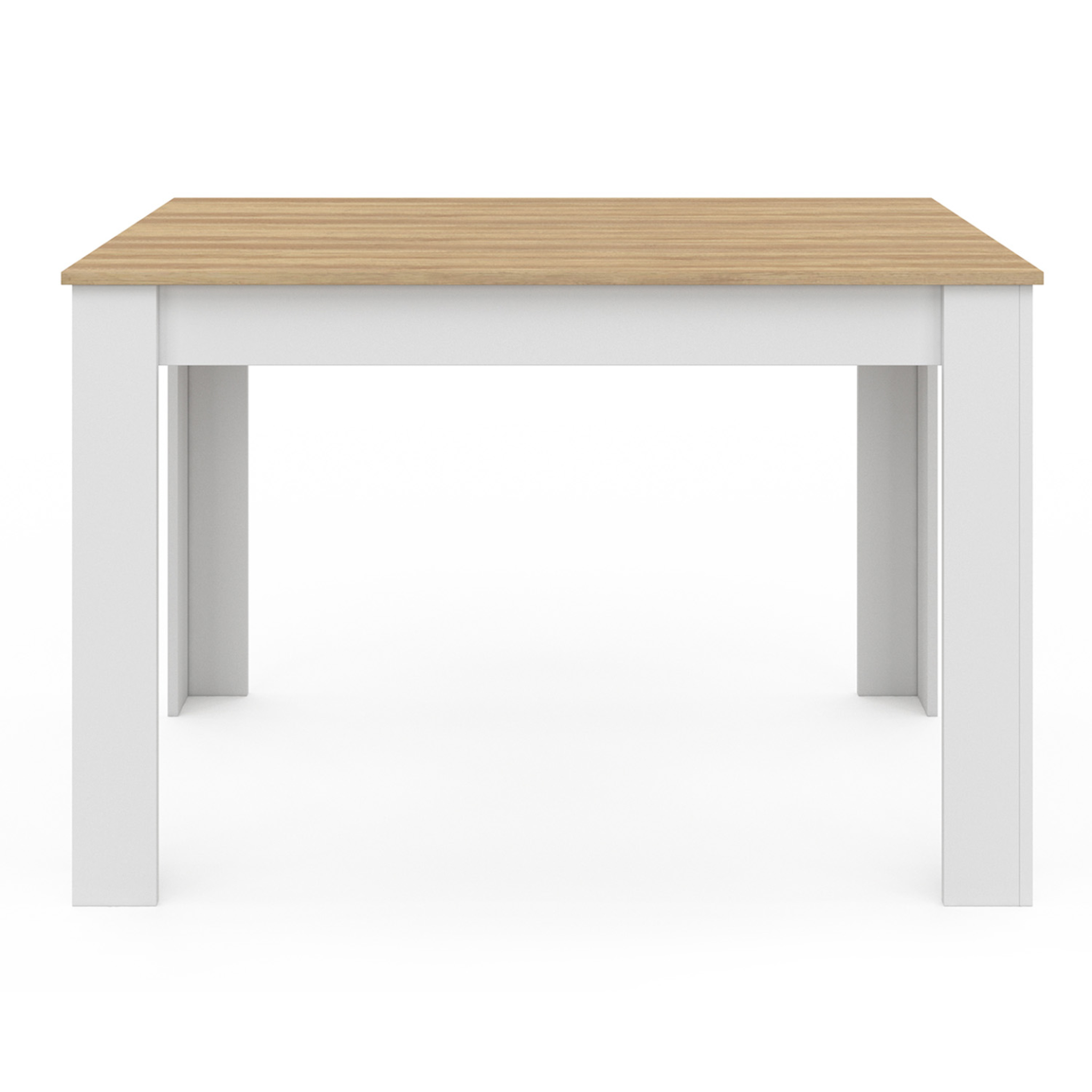 Voir la diapositive 3 : ID MARKET Table à manger rectangle rozy 4 personnes blanc plateau façon hêtre 110 cm