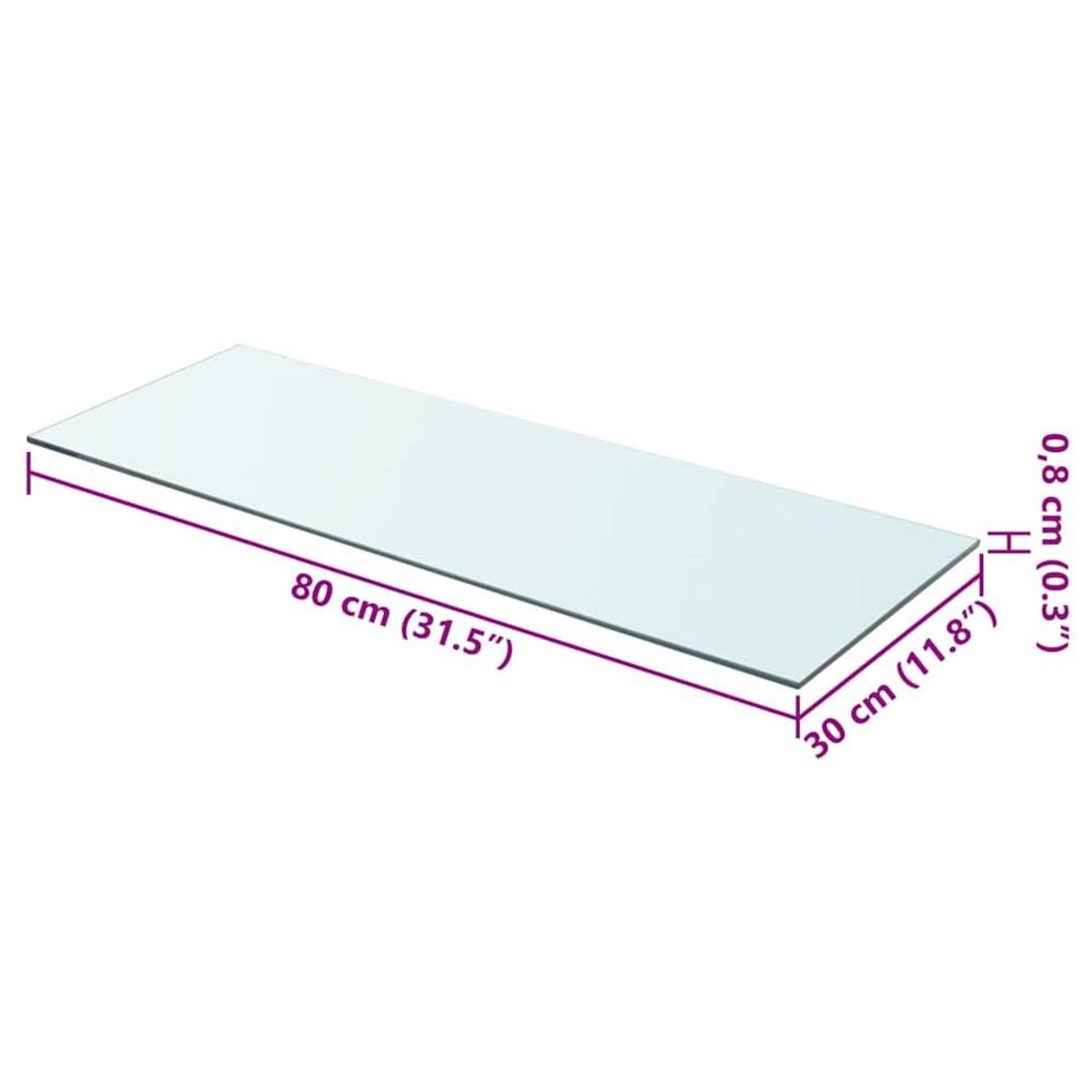 VIDAXL Panneau pour etagere Verre transparent 80 x 30 cm