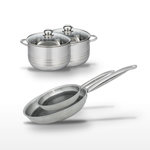 ELO Lot de 2 Poêles 24/28 cm et 2 Faitouts 20/24 cm Elo Relief Solution