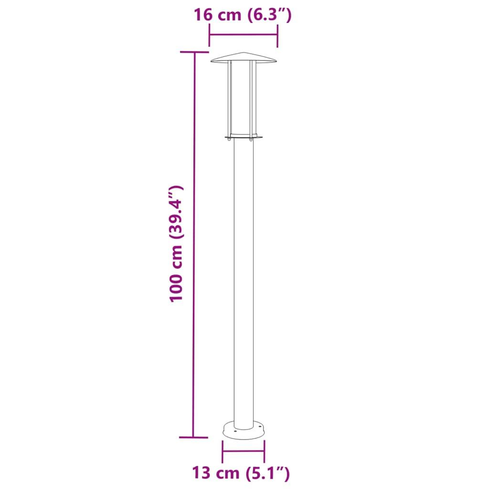 Voir la diapositive 6 : VIDAXL Lampadaires d'exterieur 3 pcs argente 100 cm acier inoxydable
