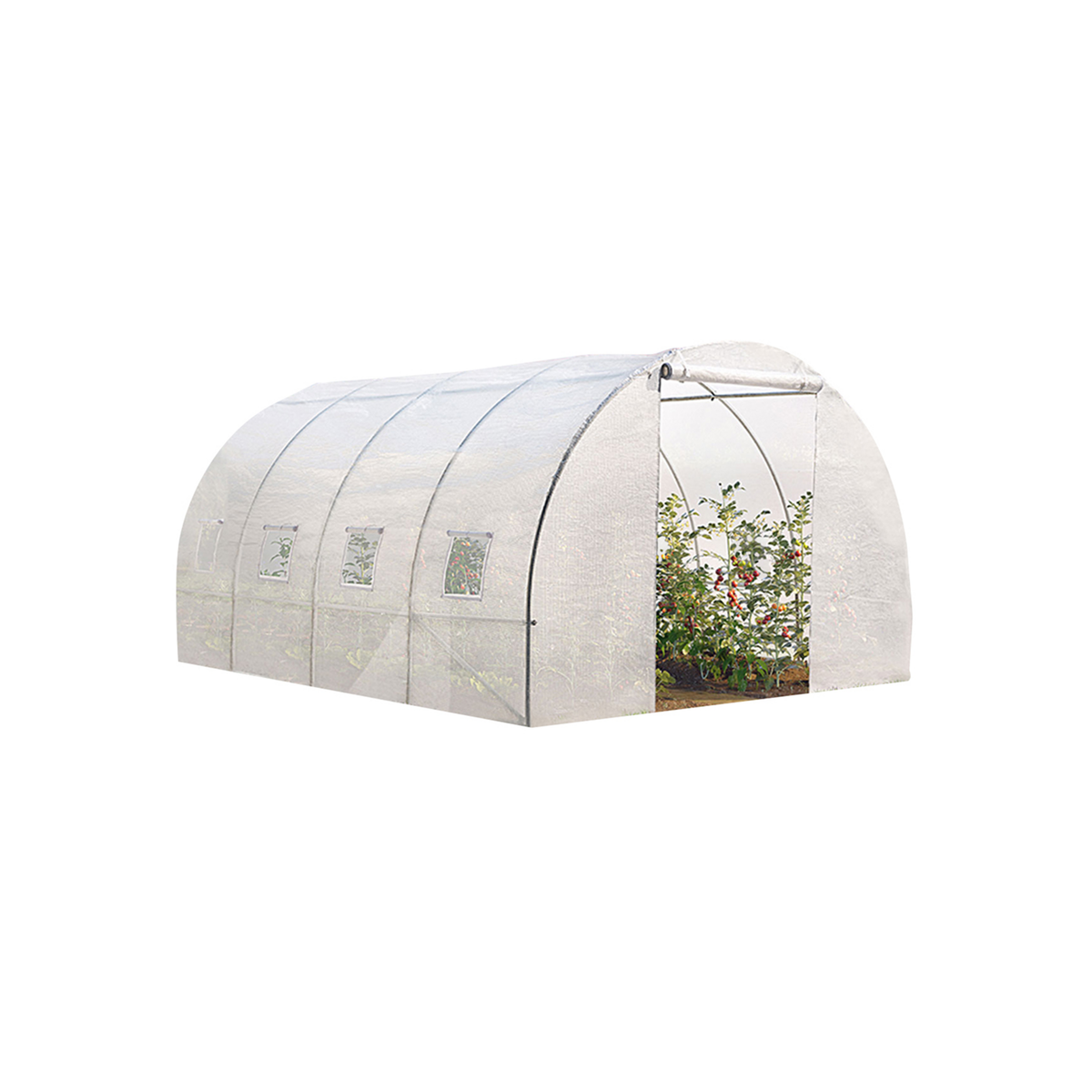 ID MARKET Serre tunnel de jardin 12M² blanche gamme maraîchère ZEBRA 4x3M