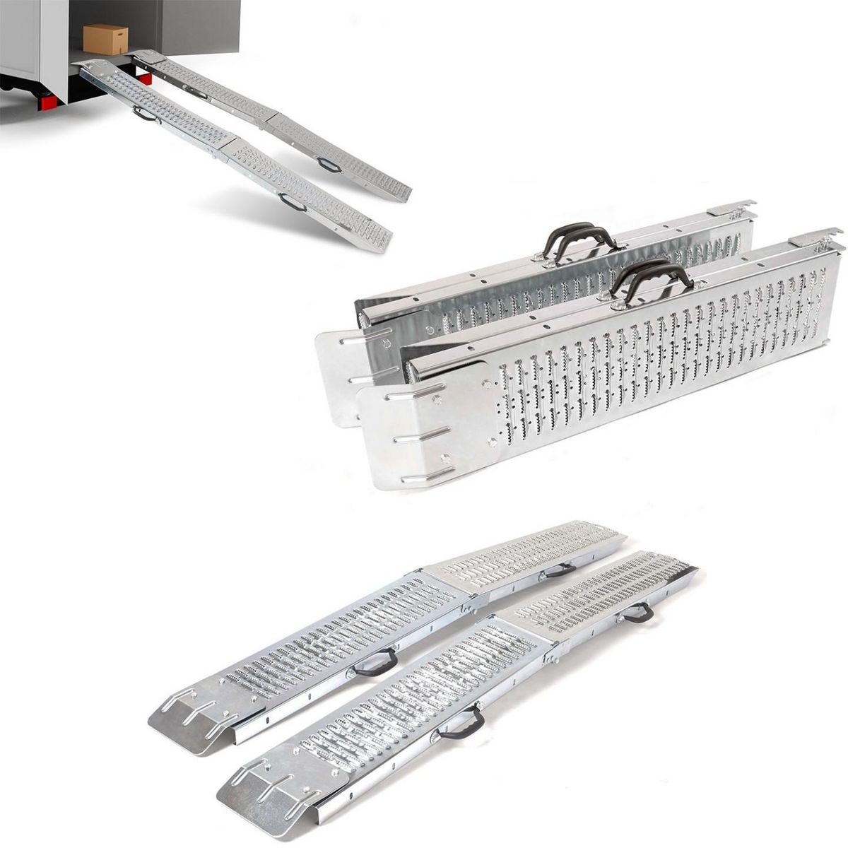 ID MARKET Set de 2 rampes pliables galvanisées spécial chargement