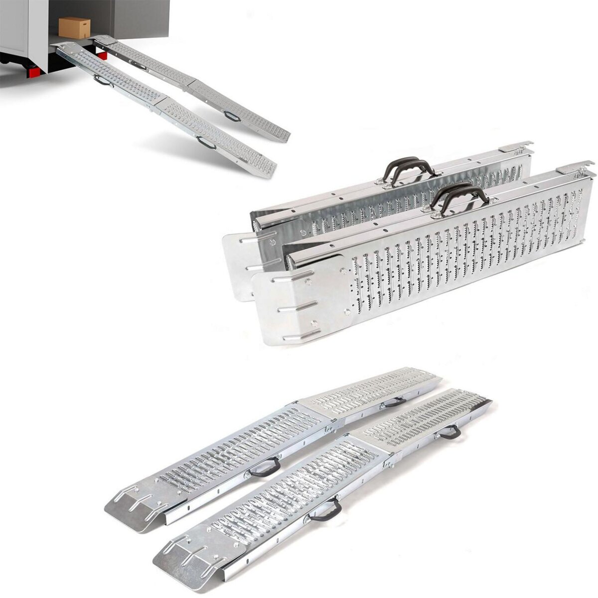 ID MARKET Set de 2 rampes pliables galvanisées spécial chargement