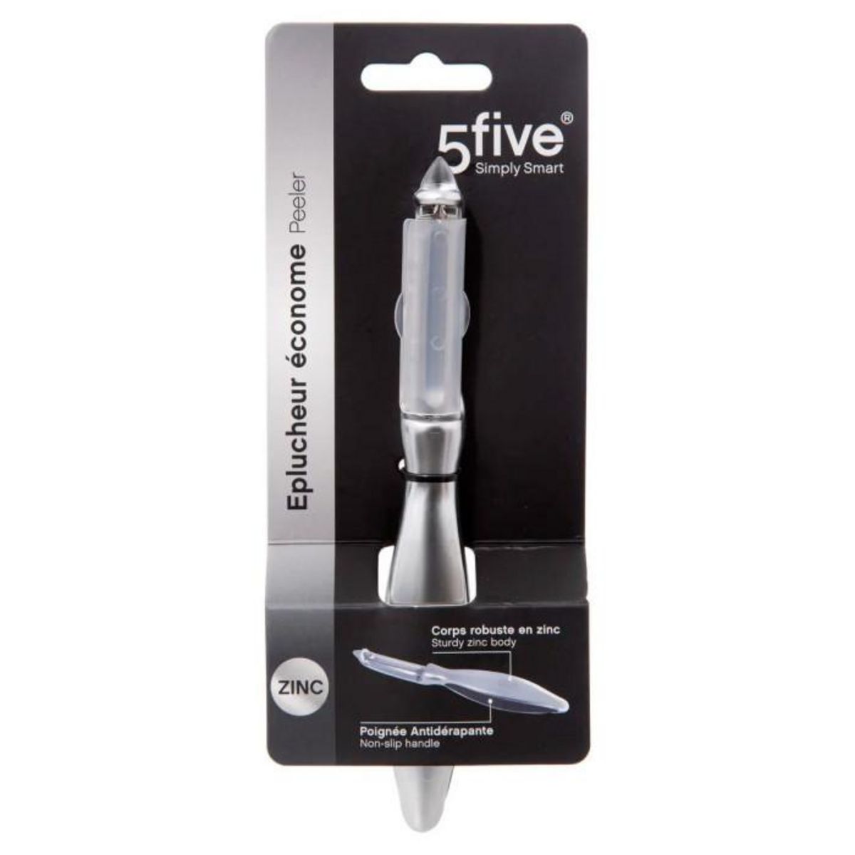FIVE Éplucheur Économe Antidérapant  Zinc  17cm Argent