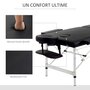 Voir la diapositive 4 : HOMCOM Table de massage pliable 3 zones hauteur réglable dim. 185L x 70l x 59-84H cm sac transport alu. synthétique PVC noir