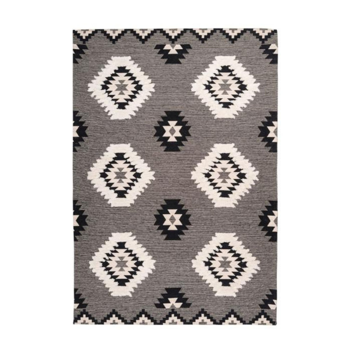 Paris Prix Tapis Ethnique à Poils Courts  Ethnie  Gris