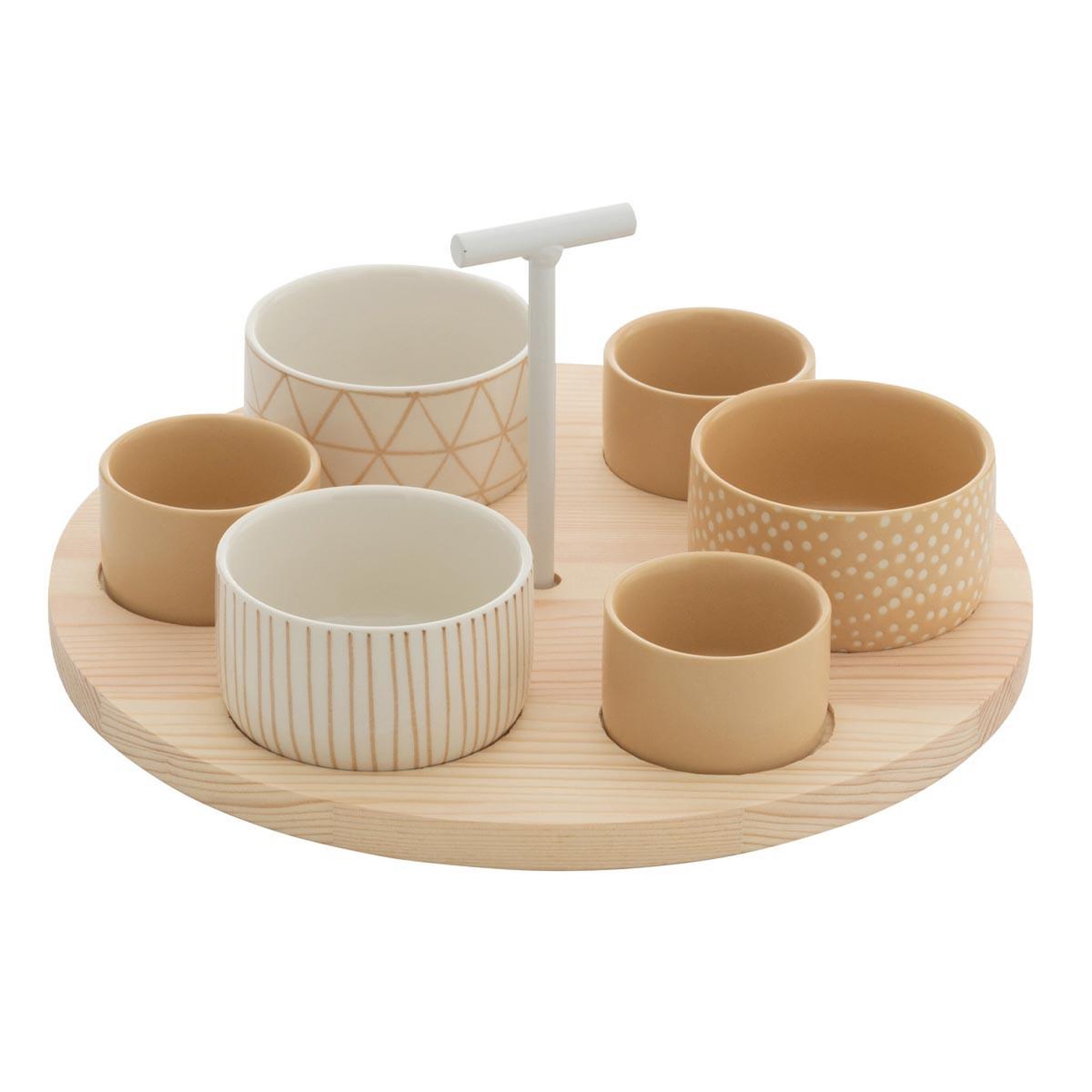 J-LINE Service Apéritif 7 Pièces  Avery  29cm Crème & Blanc