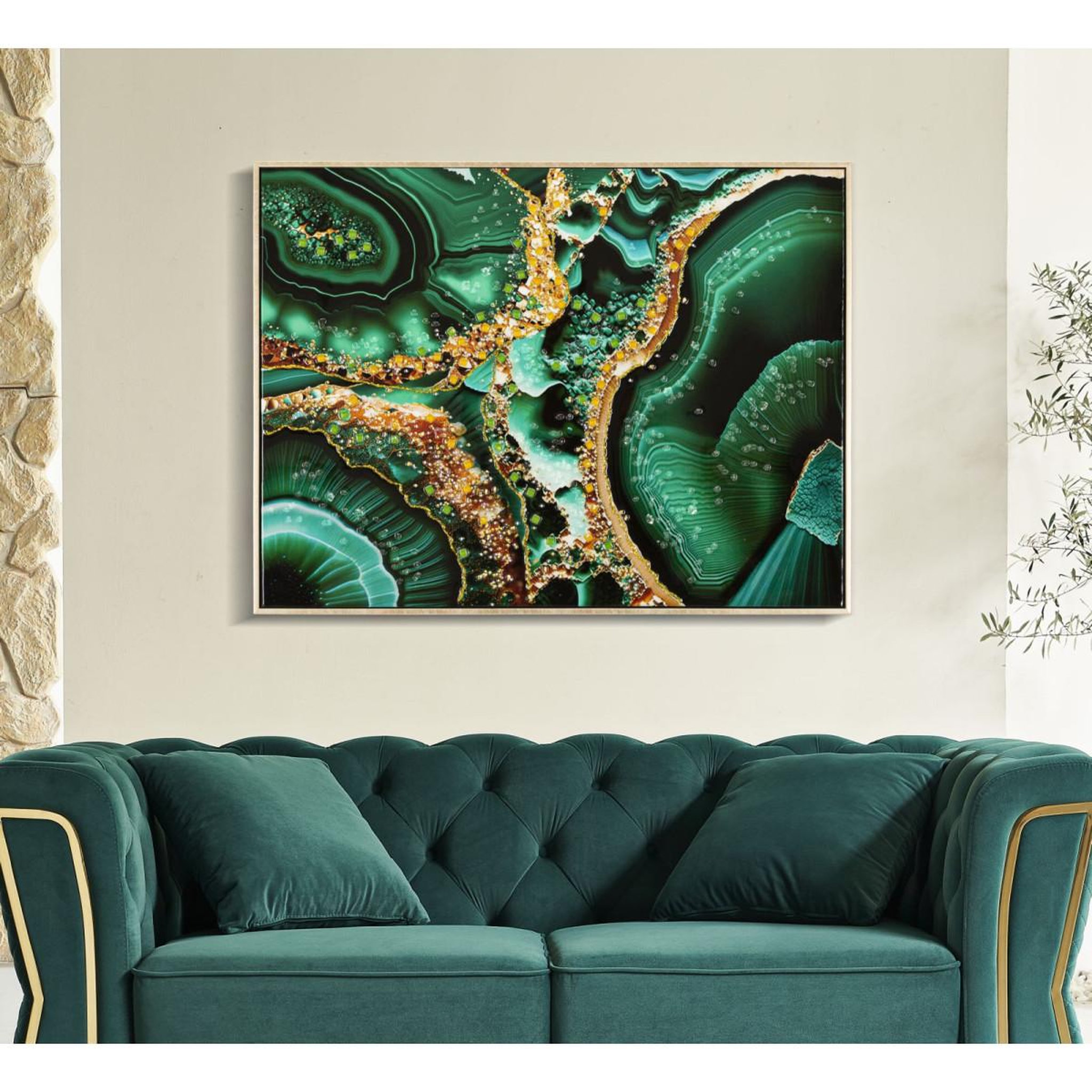 Voir la diapositive 6 : Paris Prix Tableau imprimé déco  smeraldie  62x82cm vert