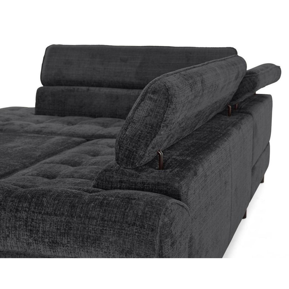 LISA DESIGN Marlo - canapé d'angle gauche 5 places convertible avec coffre et têtières en velours texturé