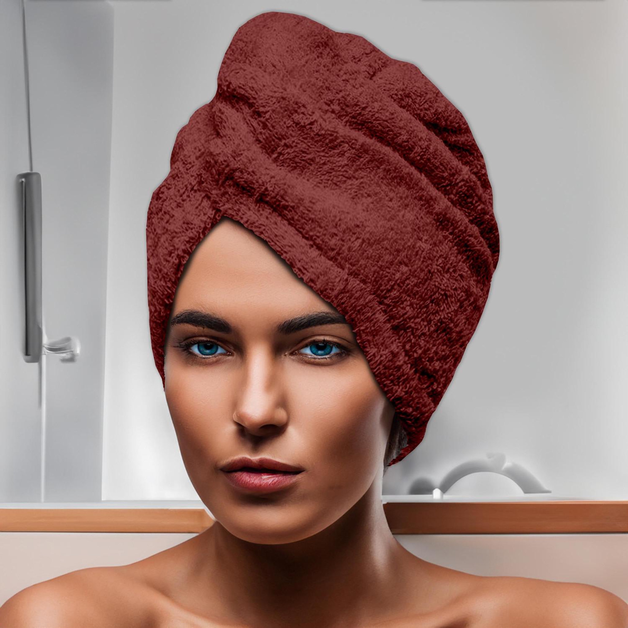 Voir la diapositive 1 : SOLEIL D'OCRE Serviette de bain pour la tête en coton 24x62 cm LAGUNE, par Soleil d'Ocre