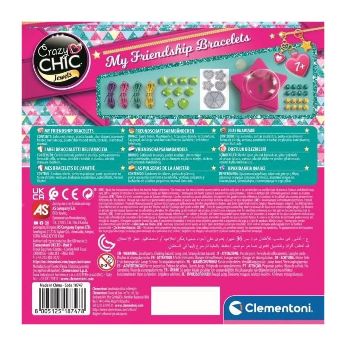 CLEMENTONI Clementoni Crazy Chic - Coffret création de bracelets de l'amitié - Perles et fils - Des 7ans