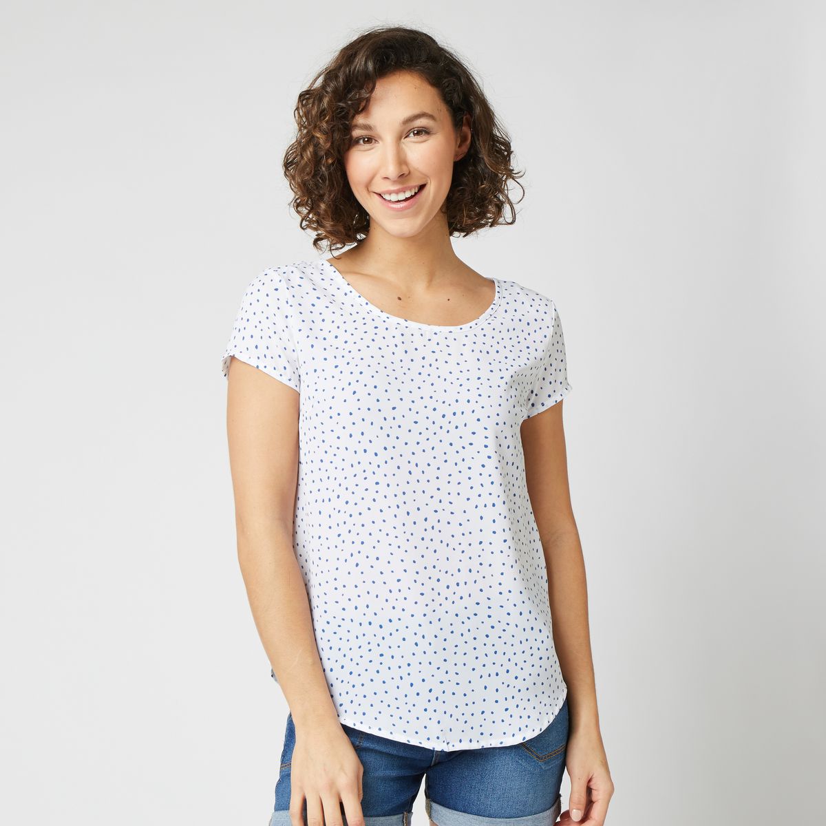 INEXTENSO Blouse manches courtes plumetis femme